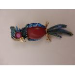 Art Deco Style Enamelled Brooch in the form of a Parrot