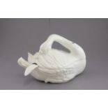 Large White Glazed Tureen and Ladle in the form of a Swan