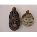 Two Chinese Carved Stone Snuff Bottles