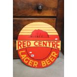 Red centre painted beer barrel end