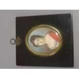 19th century Miniature Portrait of a Young Lady in an Ebonised Frame