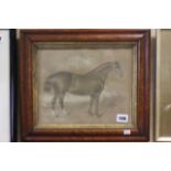 Watercolour painting of a bay mare in maple frame signed and dated 1866