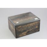 19th C coromandel fitted vanity box with bottle silver & plated