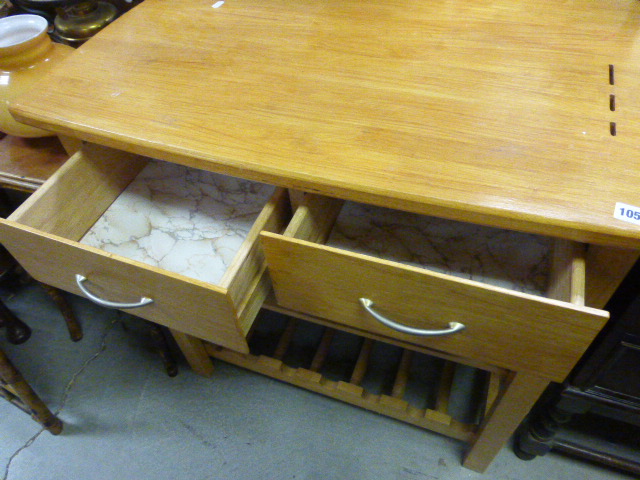 Beechwood Kitchen Unit with Two Drawers above two pot shelves - Image 2 of 3