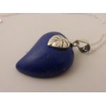 Silver and lapis lazuli heart shaped pendant necklace