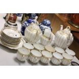 Victorian Rockingham Style Tea Service comprising Teapot, Milk Jug, Lidded Sugar Bowl, Cake Plate,