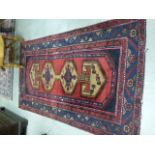 Hamedan Red Rug with Geometric Pattern