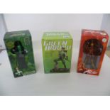 Three boxed figures comprising of DC Direct Green Arrow hand painted cold-cast porcelain miniature