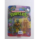 Original carded Playmates Teenage Mutant Ninja Turtles Leonardo figure early '10 Back' run, un-