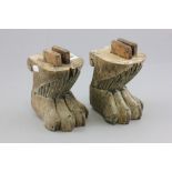 Pair of Hand Carved Wooden Lion Claw Feet