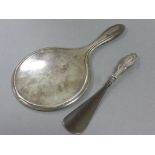 Silver Backed Dressing Table Mirror and a Silver Handled Shoe Horn