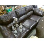 Brown Leather Three Seater Sofa and matching Two Seater Sofa