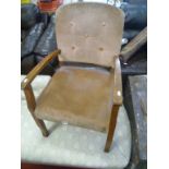 Mid 20th century Elbow Chair with Upholstered Back Rail and Seat