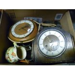 Mixed Collectables including Oak Cased Mantle Clock, Pewter Tankards, Silver Plated Trophies,