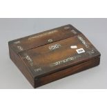 Victorian Rosewood and Mother of Pearl Inlaid Writing Slope