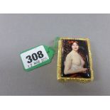 18ct gold plated box inset with  pictorial nude image