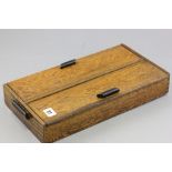 1930's Oak Cutlery Box with Double Lifting Flaps revealing a green baise lined interior