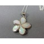 Silver & opalite lucky five leaf clover
