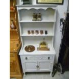 Small Painted Cottage Dresser with Shelves above single drawer and two cupboards