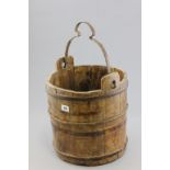 Wooden Iron Bound Bucket with Iron Handle