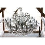 Pair of Large Crsytal Glass Chandeliers, each with Twelve Branches, approximately 100cms high from