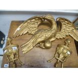 Gilt Wood Eagle Wall Plaque plus Pair of Gilt Wood Classical Wall Brackets