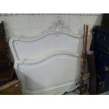 Painted French Louis Style Bed Head and Foot with scroll carving (5ft)