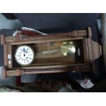 Victorian Walnut Cased Hanging Wall Clock (glass missing to front panel)