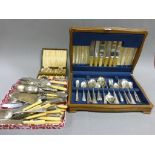 Oak Canteen of Mixed Silver Plated Cutlery, Cased Set of Apostle Tea Spoons plus Various Loose