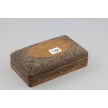 Heavily Carved Wooden Box with hinged lid