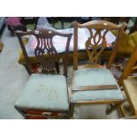 Pair of Georgian Walnut Chippendale Style Dining Chairs together with Two Georgian Shield Back