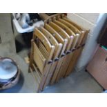 Seven beech folding kitchen chairs