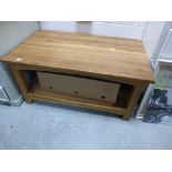 Contemporary Oak Coffee Table with slatted shelf below