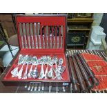 Canteen of Kings Pattern Silver Plated Cutlery in a Mahogany Effect Canteen Table