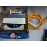 Vinyl - Collection of 45's from the 1960's onwards with company sleeves plus vintage case and