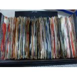 Vinyl - collection of 45's from the 1960's onwards in company sleeves stored in vintage record case