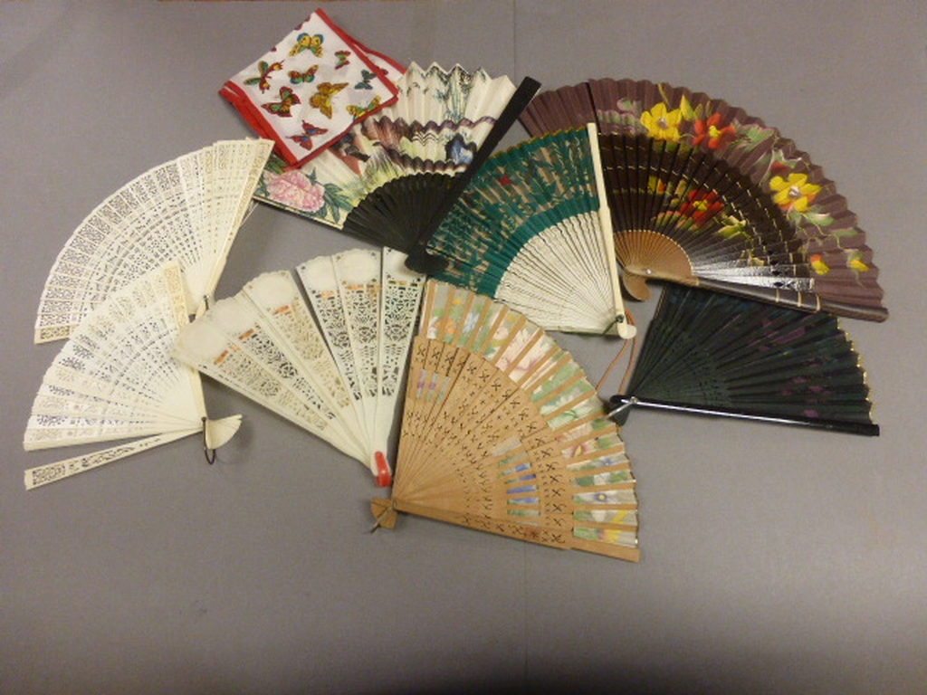 Eight Hand Held Fans including Bone - Image 2 of 2