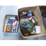 Tray of Mixed Advertising Tins plus a Tray of Mixed Old Games and Two Harmonicas