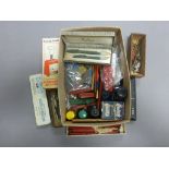 Box of vintage artist materials including pencils, ink etc