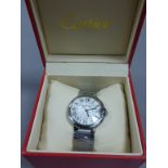 Stainless Steel Gentleman's Wristwatch being a replica Cartier in Cartier Box