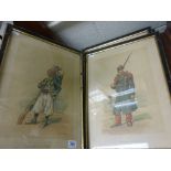 Set of Four Black and Gilt Framed 19th century Coloured Prints of French Soldiers entitled ' Armee