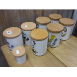 Seven Portmeition ' Botanic Garden ' Storage Jar with Wooden Lids, 14cms high together with one