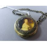 Pocket watch in vintage style with lady to front