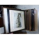 Large quantity of 19th C hand coloured Topographical engraving all framed & glazed