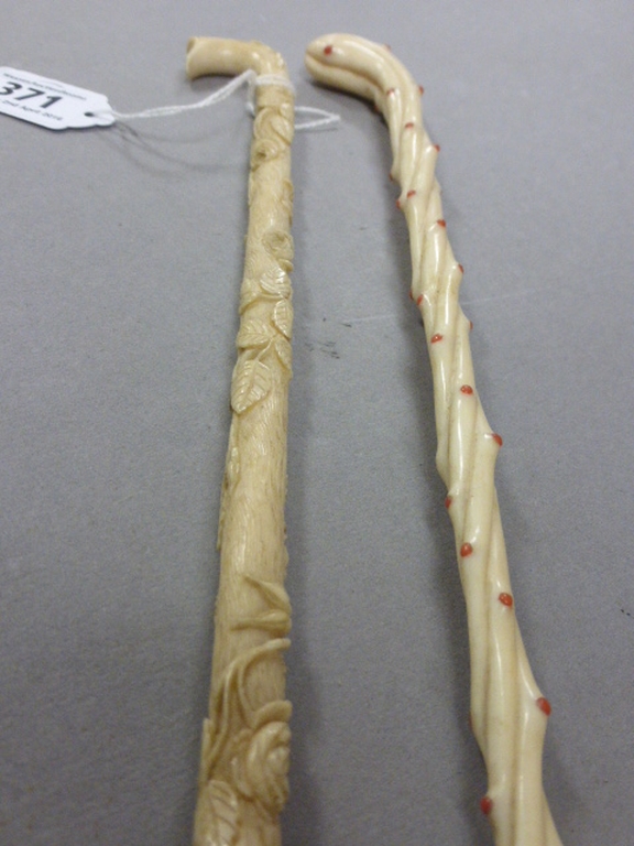 Two Carved Bone Parasol Handles - Image 2 of 2