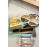 Group of Mixed Hand Mirrors, Brushes and Combs together with a Group of mainly Leather Wallets,