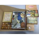 Group of Mixed Collectables including Cigar Boxes, Gramophone Needle Tins, Compacts, Penknives, etc