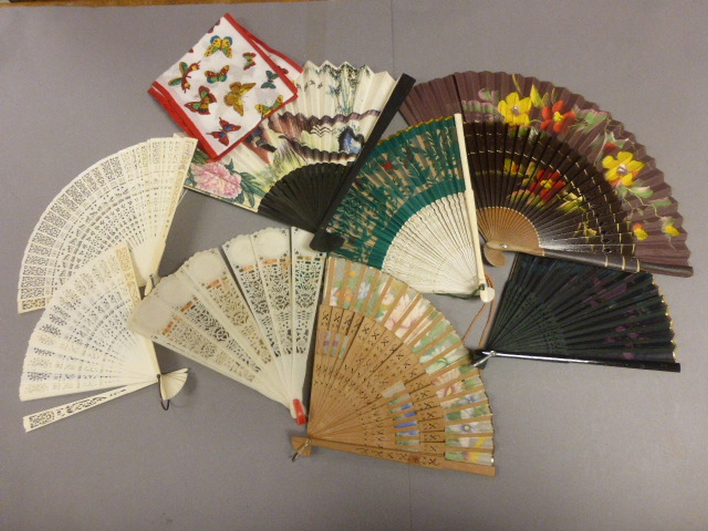 Eight Hand Held Fans including Bone