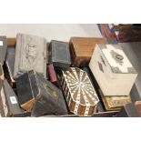 Mixed Lot of Victorian and Early 20th century Boxes including White Painted Tea Caddy, Anglo