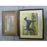 Framed and Glazed Print of Greyhound ' Master McGarth ' plus a Heavy Gilt Frame